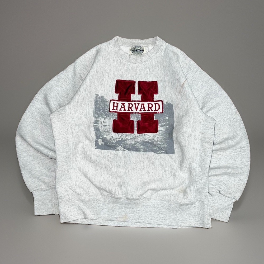 Vintage 90s Reverse Weave Style Harvard University Grunge Sweatshirt Size L